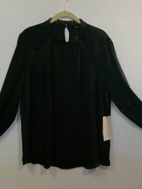 Ivanka Trump Black Floral Long Sleeve Top Size XL